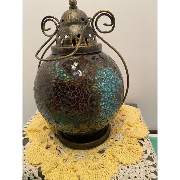 Turkish Moroccan  Mosaic Lamp Light Pendant Lantern icy blue, Green,‎ Brown. - Picture 8 of 11
